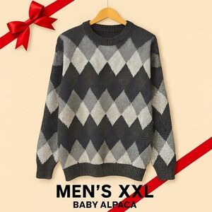 Alpaka Inka Peru Baby Alpaca Argyle Sweater Men’s XXL